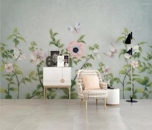 Wallpapers Custom Papel De Parede 3DMurals Wallpaper Home Decoration Green Plant Flower Art Wall Painting Living Room Dining Bedroom