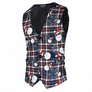 Juldräkter Vest Men LG Sleeve Blazers Winter Printed Musik Male Single-Breasted Funny Party Jacket Waistcoat 2023 C2T1#