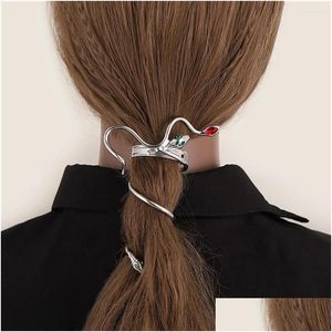 Grampos de cabelo Barrettes 1 peça Punk Winding Snake para tranças Mulheres Feminino Strass Correntes Hairpin Anel Jóias Acessórios Presentes Drop Otbjh