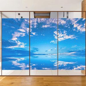 Window Stickers Frosted Glass Privacy Film Sky Over the Lake Mönster Icke-lim Static Clas Door Sticker Anti-UV