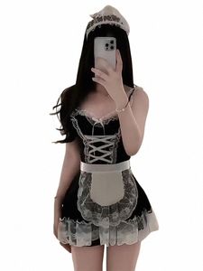 Hot Lolita Maid Cosplay Uniforme Babydoll Dr Lingerie Erótica Role Play Mulheres Sexy Catsuit Halen Trajes Plus Underwear E6bW #