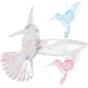 Esculturas 3 pçs cristal pássaro pingente acrílico artesanato beija-flores estátua decorações de teto ornamento decorativo pendurado festa adornos