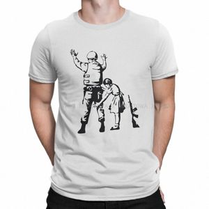 Banksy parede graffiti menina procurando soldado t camisa vintage fi masculino tshirt oversized o-pescoço roupas masculinas m4w6 #