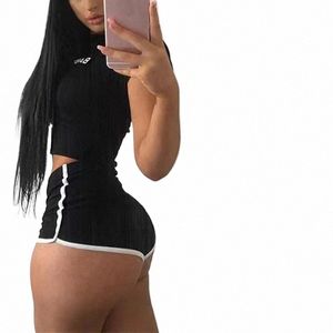 Sexig yogakort sport shorts kvinnor sommar anti tömda mager shorts casual lady elastic midje strand korta byxor gym kläder k4cr#