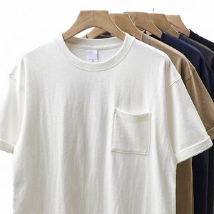 dukeen 320gsm Heavy Short-Sleeved T-Shirt Men's Summer Vintage Half-Sleeve Pure Cott Tees White Tops for Unisex o5sS#
