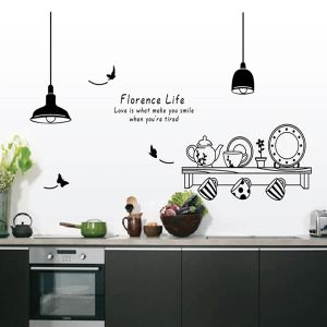 Stickers Free Shipping florence life removable wall stickers kitchen restaurant tea cup cupboard decorative decals wall murals 3447