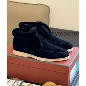 Loro Pianaa теплый роскошный лодыжка женщин LP Mens Mens Fur Casual Piano Open Boots Walke Замшевые кожа