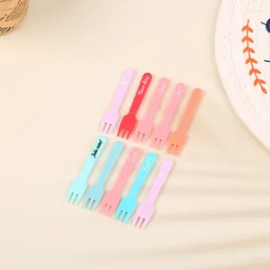 Gorks 5st Colorful Plastic Fruit Fork Mini Cartoon Children Snack Cake Dessert Pick Toothpick Bento Lunches Party Decor