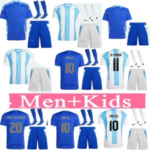 2024 Argentina New Three Stars Soccer Jerseys Fans Player Version MESSIS MAC ALLISTER DYBALA DI MARIA MARTINEZ DE PAUL MARADONA Men and kids Football Shirt