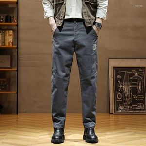 Men's Pants Cotton Men Casual Fashion Cargo Style Baggy Stretch Comfort Khaki Grey Male Clothing Full Length Trousers