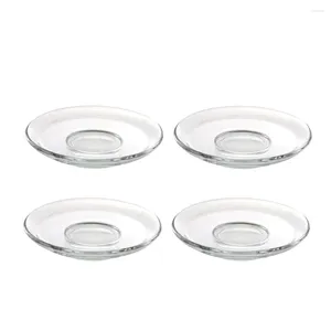 Cups Saucers 4 Pcs Bowl Set Glass Saucer Tea Bags Decorative Snack Dishes Transparent