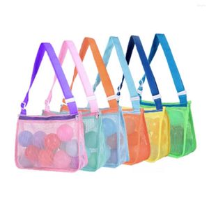 Förvaringspåsar 6st Mesh Beach Toy Bag Färgglada barnskal Samlingssand med justerbar bärrem
