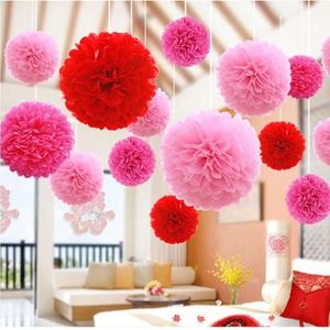 Pz 15/20 Cm Pompon Fiore Tessuto 50 Ghirlanda Decorazione di nozze Fiori di carta fai da te Palla Baby Shower Festa di compleanno s