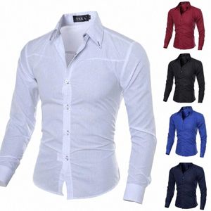 2023 Mens Luxury Casual Formal Shirt Spring Summer Men Slim Fit Busin Dr Shirts Male Turn-Down Collar Blouse Men Clothing I5t7#