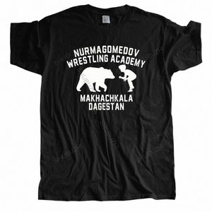 Homens Cott casual T Shirt Verão NURMAGOMEDOV WRESTLING ACADEMY MAKHACHKALA DAGESTAN Tops soltos para ele plus size teeshirt m0R5 #