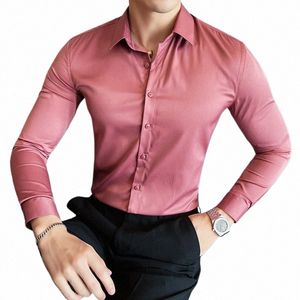 10color High Quality Solid Dr Shirt Men Simple Lg Sleeve Slim Fit Busin Shirts Homme Social Casual Shirt Plus Size 5XL-M p1WM#
