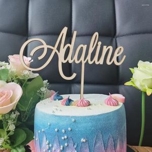 パーティー用品パーソナライズされた名前WoodenAcrylic Cake Topperカスタムハッピーバースデーデコレーションキッズ