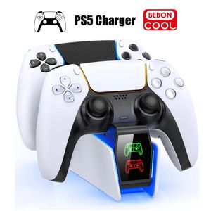 محطة شحن RGB Controller لـ PlayStation 5 Dual Fast Charger LED Station Station Station Station for PS5 Gamepad 240327