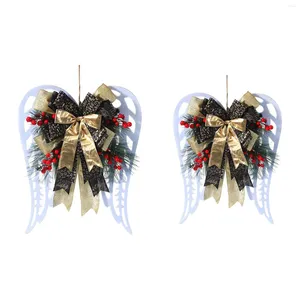 Decorative Flowers Christmas Wreath Garland Hanger Bow Angel Wing Decorations