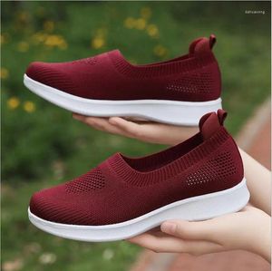 Scarpe da fitness Primavera Autunno Donna Sneakers sportive casual Moda Slip-on Mesh Mocassini piatti traspiranti da donna Vulcanizzata femminile