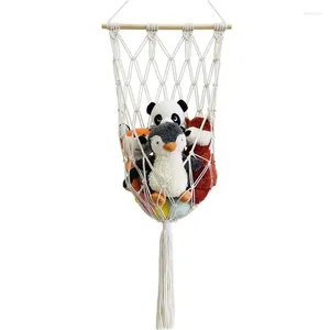 Tapeçarias Macrame Stuffed Animal Toy Storage Net Boho Plush Display com borlas para