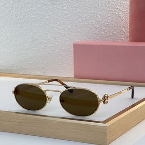 Luxus-Metallbrille, Miui-Sonnenbrille, Damen-Sonnenbrille, ovaler schmaler Rahmen, kantiges und stilvolles Design, modische Trend-Qualitätssonnenbrille, Vollrahmen-Retro-Brille, UV400