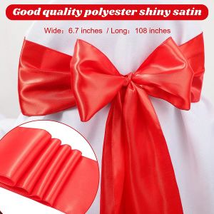 SASHES 10/50st Satin Ribbon Stol Sashes For Wedding Decoration Knot Tie Bankett Party Hotel Event Decor Supplies Outside Red Bows