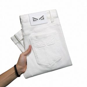 Высококачественная брендовая летняя тонкая мужская одежда Fi Light, роскошные повседневные облегающие белые джинсы скинни для H7HH #