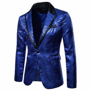 shiny Sequin Blazer Glitter Embellished Blazer Jacket Men Nightclub Prom Suit Men Costume Homme Stage Clothes For Singers R5oc#