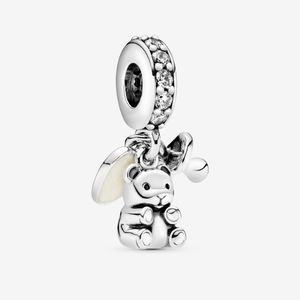 100% 925 Sterling Silver Baby Teddy Bear Dingle Charms Fit Original European Charm Armband Women Wedding Engagement Jewel286a