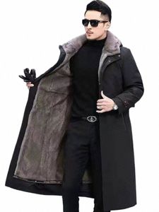 男性の冬の暖かいジャケット延長冬のパッド入りジャケットImitati Mink Fur Detachable Inner Tank Coat i72n＃