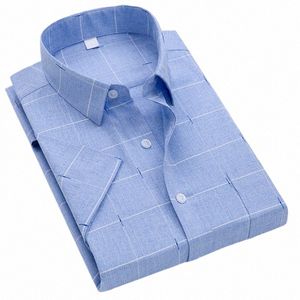 bamboople Man Short Sleeve Shirt Summer Luxury Casual Thin Soft Print Plaid Office Social Clothes Free Ship AEchoice y8CV#