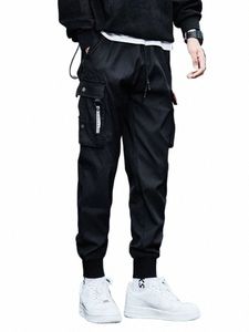 pantaloni cargo solidi alla moda da uomo con multi tasche, pantaloni larghi casual a gamba dritta per esterni T3iM #