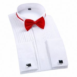 Camisa branca Dr masculina de peito único Lg-manga gola quadrada camisas de casamento / festa / performance Camisa masculina Chemise S-7XL 8XL f94e #