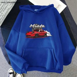 Herrtröjor tröjor mx5 brev d mens hoodie drift y2k tröja anime mazda tryckt bil miata gata slitage mens gåva för pojkar promo män kläder 24328