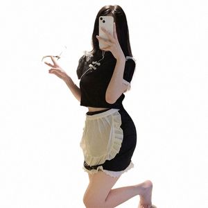 섹시한 수정 된 Chegam 최고 카니발 파티 무대 코스프레 의상 퍼프 슬리브 하녀 Dr Underwear Lace Skirt with hips 여자 82g2#