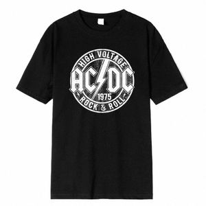 ac High Voltage 1975 Dc Black Hot Sale Summer Men Cott T-shirt Short Sleeves Cool Hip Hop Streetwear Hipster Korea Style Tees L7el#