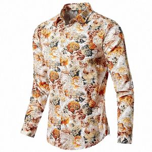 Camisa Flores Hombre för män Dr Shirts 2022 Designer Vintage Clothes Mens LG Sleeve Floral Print Camisa Social Formal Shirt X2GK#