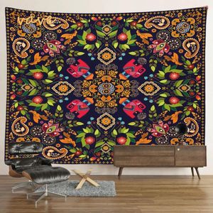 Tapisserier Mandala Tapestry Flower Wall Hanging Bohemian Hippie Tygtyg Stort filt Hem Dorm Eesthetic Room Decor