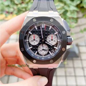 Nice AP Relógio de Pulso Royal Oak Offshore Série 26420SO Anel Cerâmico de Aço de Precisão Voltar Transparente Cronógrafo Masculino Moda Lazer Negócios Máquina Esportiva