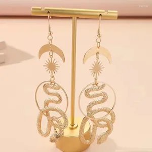 Dingle örhängen 1 par fashionabla geometriska orm formade för kvinnors personliga Sun Moon Style -fest