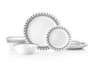 Миски, набор из 18 предметов для набора столовой посуды из 6 предметов — трехслойные стеклянные сколы, легкие круглые тарелки и городской квартал