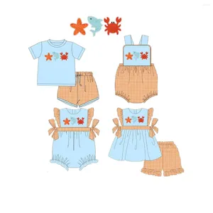 Set di abbigliamento boutique per bambini per bambini estivi baby bolle ragazze ragazzi gamberi cortometraggi