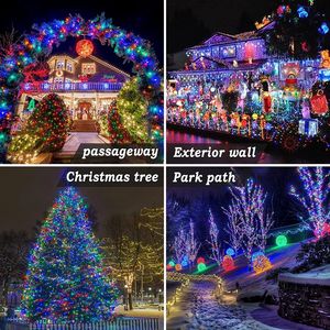 Utomhus Solar String Light 300/200/100 LED Fairy Garland 8 Mode Garden Yard Tree Christmas Party Waterproof Copper Wire Lamp D1.0