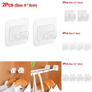 2024 4/2Pcs Strong Curtain Rod Bracket Holder Punch-Free Self-Adhesive Hooks Clothes Rail Fixed Clip Bathroom Shower Rod Hanging Rack