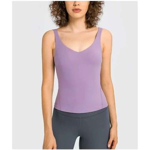 Lu Align Camisas Camiseta de verão CinturaComprimento Camiseta feminina de suporte leve Regata Butterysoft Feels Weightless Yoga Camisa sem mangas Prateleira embutida Esporte Colete de fitness Lem