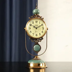 Bordklockor Vintage Hemdekoration Tillbehör Lyxdisklegering Elektroplatta Creative Bedside Clock