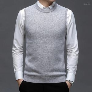 Men's Vests Extra Thicken Velvet Men Wool Vest Waistcoat O-Neck Man Sleevelesss Sweater