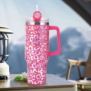 1 st, leopardtryck rostfritt stål tumbler 40oz termisk vattenflaskor, hem, kontor - idealisk gåva för födelsedagar och sommarsippning