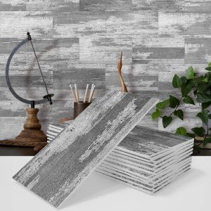 Klistermärken 12 Styles 2 * 4 tum Peel and Stick Wall Tile Retro trämornvägg klistermärken Vattentät kök backsplash skum självhäftande